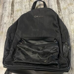 Robert Graham Ashold Black Faux Leather Backpack with Skull Details.